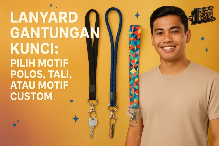 lanyard gantungan kunci motif polos tali custom