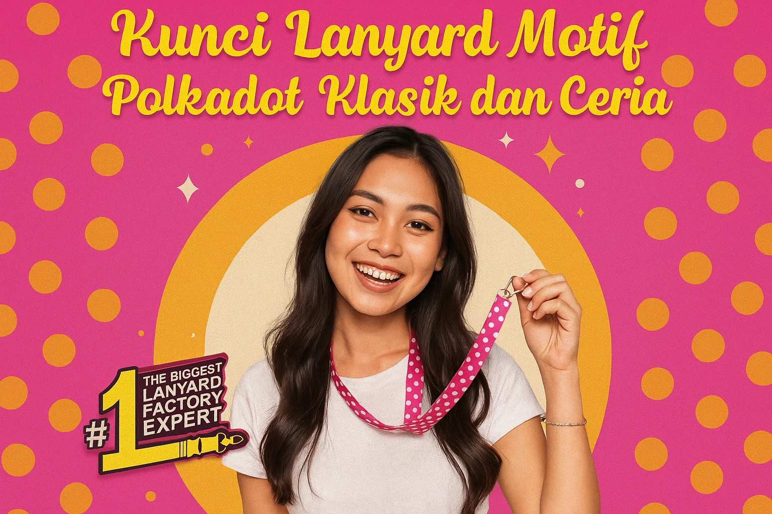 Gantungan Kunci Lanyard Motif Polkadot Klasik dan Ceria